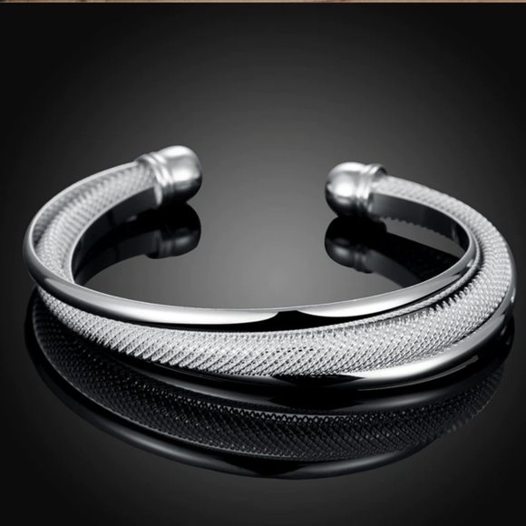 Silver Plated Twist Cuff Bracelet - Picture 2 of 8